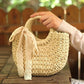 Lace Bow Basket Bags Women Casual Hollow Woven Shoulder Bag Knitted Handbags Large Capacity Vintage