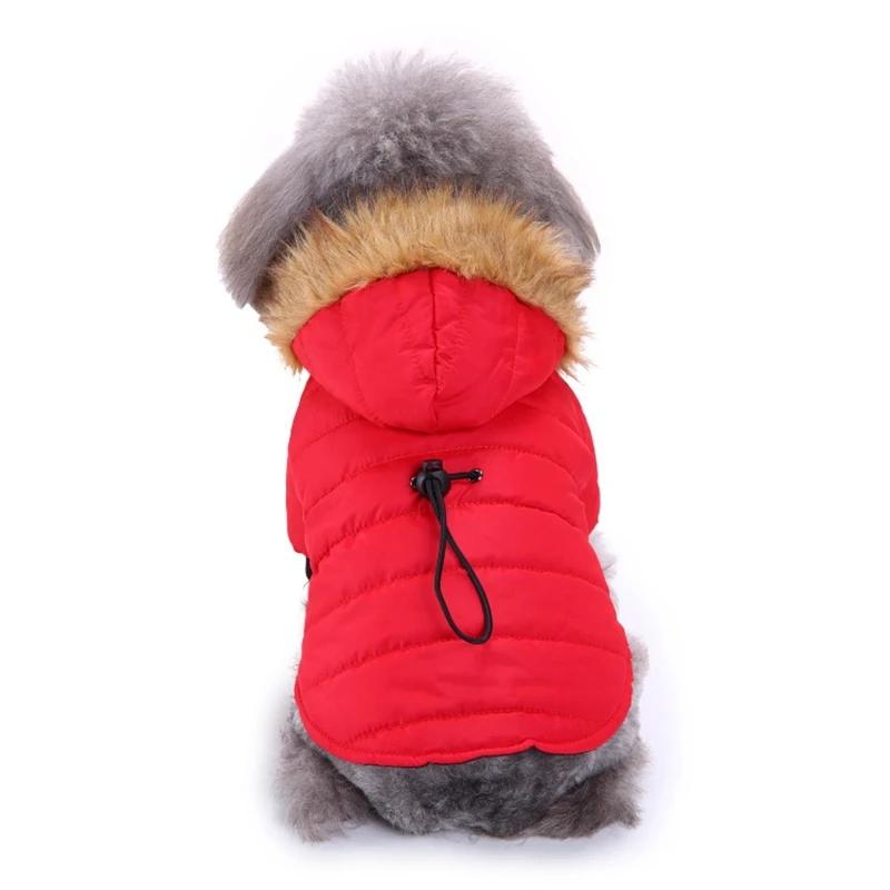Winter Pet Dog Coats Jackets Hoodie Warm Clothes Fur Collar Small Dog Coats for Chihuahua French Bulldog Puppy Clothing Waterproof