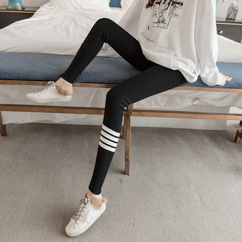 Spring and Autumn Leggings Women's Outer Wear Trousers Black Gray Large Size High Waist All-in-one Pants Thin Section