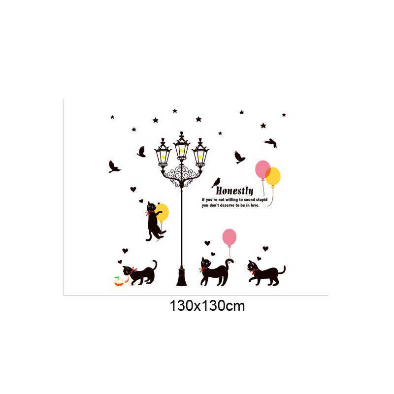 [Wall stickers] cats under the street light wall stickers for kids rooms nursery baby bedroom childr