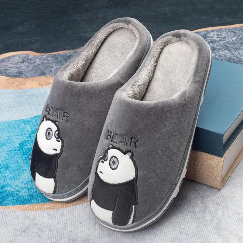 Home Slippers Women Winter Slippers Thick Fleece Warm Cotton Shoes Men Plus Size Non Slip Slippers