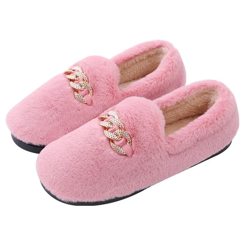 Peas Shoes Women's Autumn and Winter Warmth Thick-soled Furry Shoes Flat-bottomed All-match Cotton Shoes and Velvet
