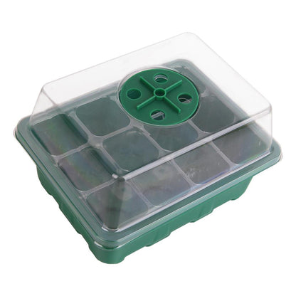 12 Holes Plastic Nursery Pots Planting Seed Tray Kit Plant Germination Box