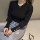 Autumn and Winter Loose Casual Sweater Slim Long-sleeved Pullover Blouse All-match Slim Female Blouse