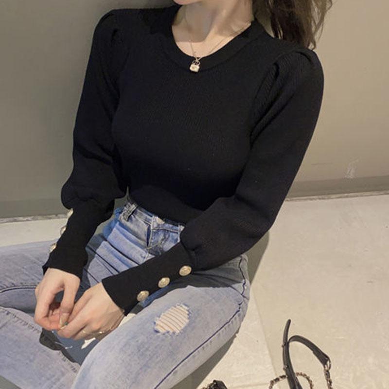 Autumn and Winter Loose Casual Sweater Slim Long-sleeved Pullover Blouse All-match Slim Female Blouse