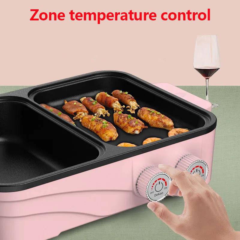1360W 2 Person Heat Pot BBC Machine Nonstick Pot Smokeless Fried Steak Pan Multi-purpose Grill Pan for Family