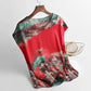 Ice Silk Blouse Women's Short-sleeved Large Size Loose Imitation Silk Small Shirt Summer New Age Reduction Printing T-shirt Women