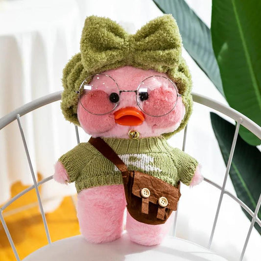 30cm Stuffed Soft Duck In Sweater Doll Birthday Gift for Kids Children Cartoon Cute Little One Shoulder Bag Pink Wearing Glasses Duck Plush Toy