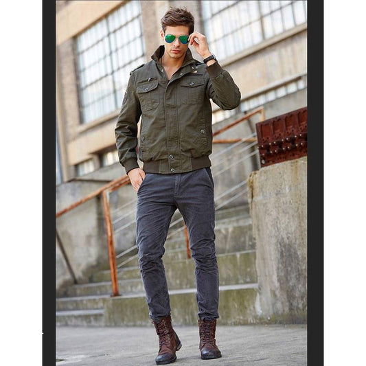Men's Autumn and Winter Jackets Cotton Casual Jackets Men's Plus Size Loose Bomber Jackets