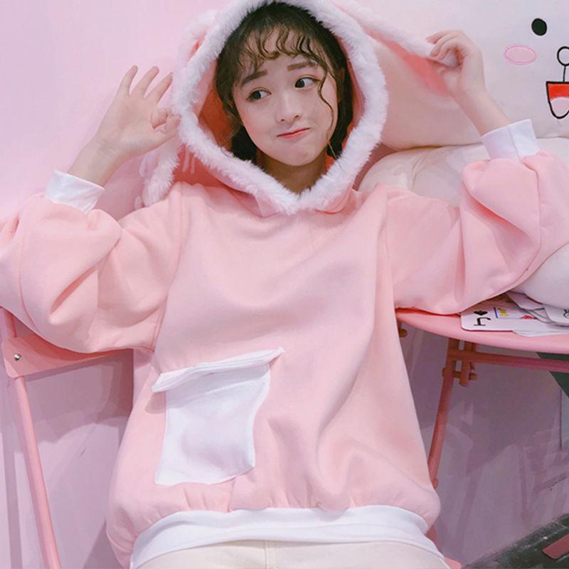 Hood Top Autumn Winter Sweatshirt Cotton Women's Sweatshirt Wild Large Size Long Sleeve Warm