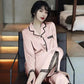 Women's Spring Autumn Long-sleeved Pajamas Set Lapel Sexy Lace Pyjamas Slit Bottoms V-neck Loose Comfortable Homewear Solid Out Wear Loungewears
