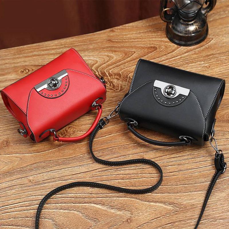 Rivet Crossbody Bag Women Leather Burglar Waterproof Wear-resistant Dark Buckle Tote Shoulder Bags