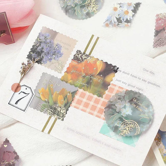 45PCS Stamping Sticker Pack Zhiyi Letter Salt Series Art Handbook Decoration Collage Material Stamp Sticker Small Fresh
