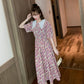 Ladies Chiffon Dress Summer Idyllic Floral Skirt Female Long Waist Waist Slimming Bottoming Dress Fabric Light and Breathable