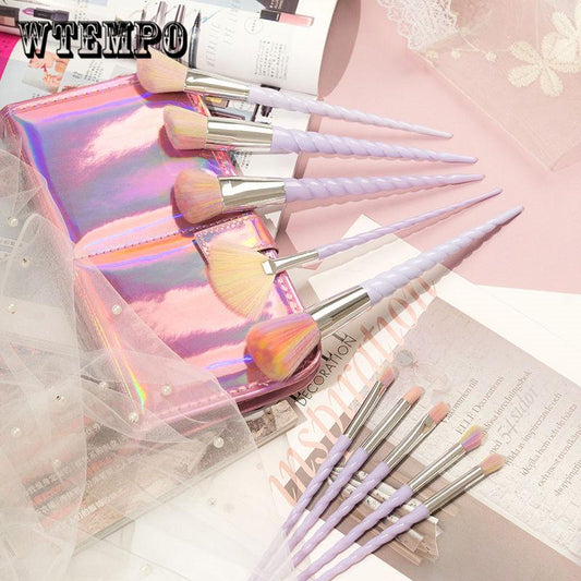 10pcs Diamond Makeup Brushes Set Unicorn Make Up Foundation Eyebrow Eyeliner Makeup Brushes Set