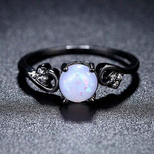 Fantasy Purple Opal Fine Ring Charm Silver Ring Horse Eye Shape Opal Ring for Women Vintage Jewelry