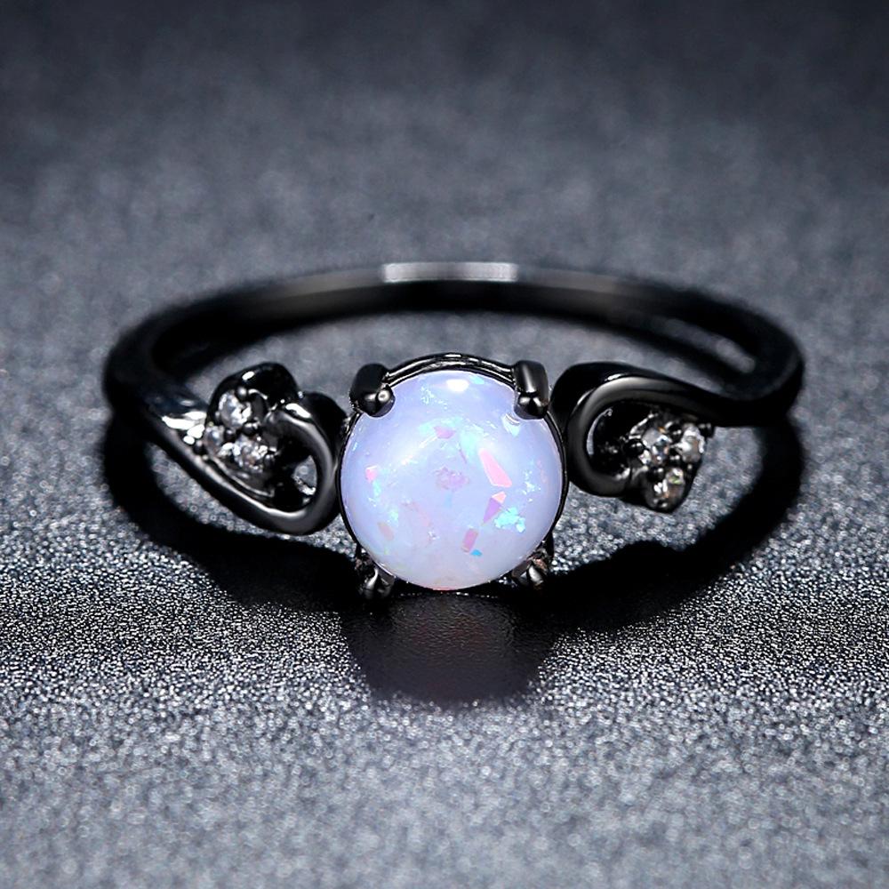Fantasy Purple Opal Fine Ring Charm Silver  Ring Horse Eye Shape Opal Ring for Women Vintage Jewelry