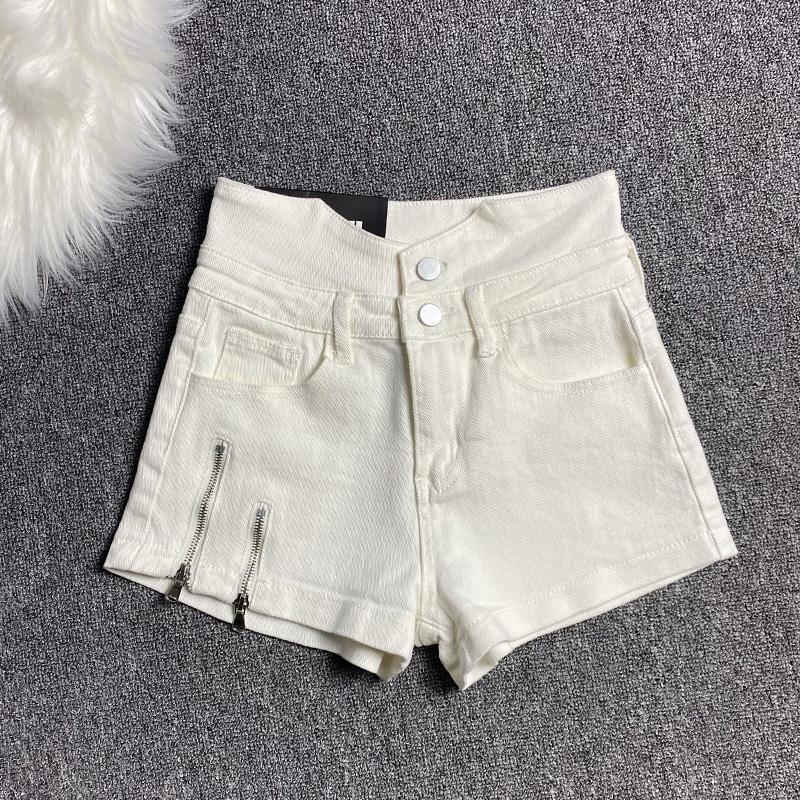 WTEMPO High Waist Split Fork Zipper Denim Shorts Women Loose Spring and Summe Casual Shorts