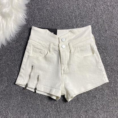 WTEMPO High Waist Split Fork Zipper Denim Shorts Women Loose Spring and Summe Casual Shorts