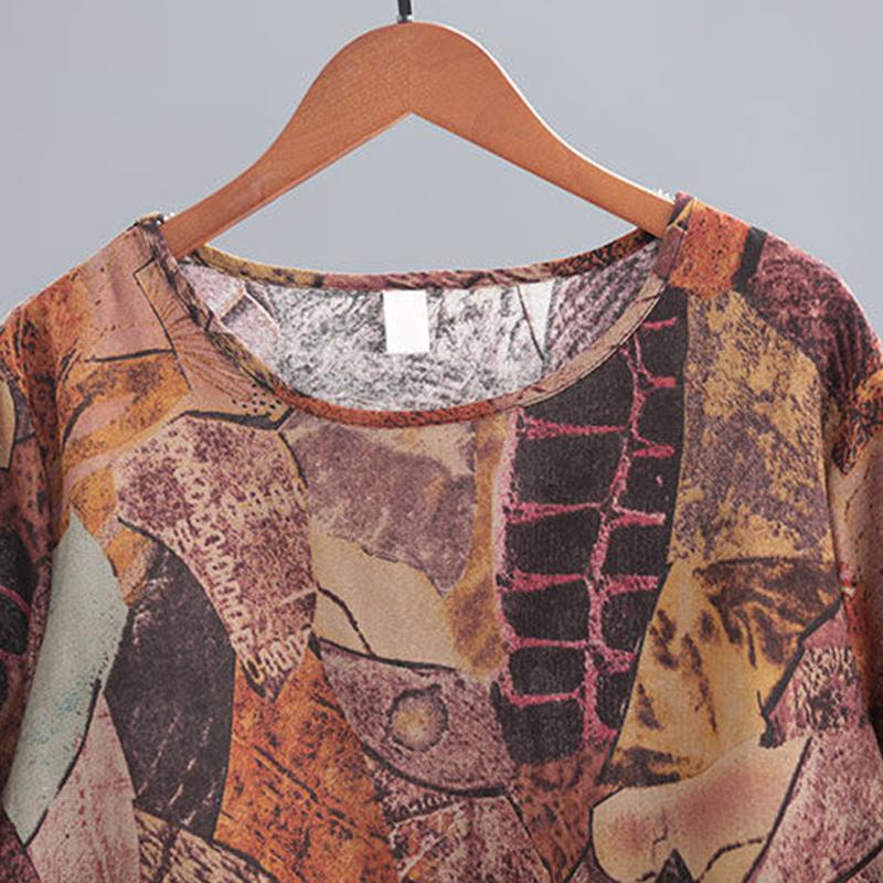 Cotton-containing Loose Large Size Retro Printing Ladies Summer Suit Casual 2021 Female