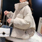 Women's Winter Solid Color Warm Cotton Coats Large Size Loose Thickened Stand Collar Wadded Jackets