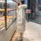 Long Padded Coat Women's Winter Loose White Bright Thickened Down Padded Coat