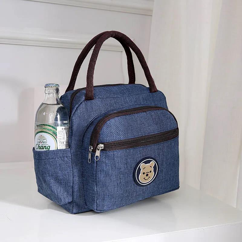 Portable Lunch Box Bag Mommy Bag Female Student Bag Lunch Bag Waterproof Denim Small Bag Hand Bag Large Capacity Canvas Bag Fashion