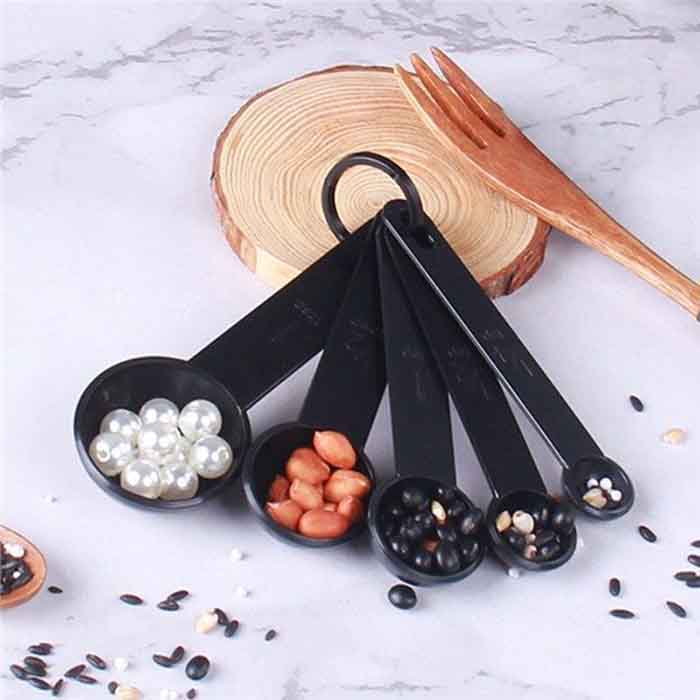 10pcs/set Black Scaled Plastic Measuring Spoon Measuring Ladle with Scale Baking Tools Kitchen Gadgets