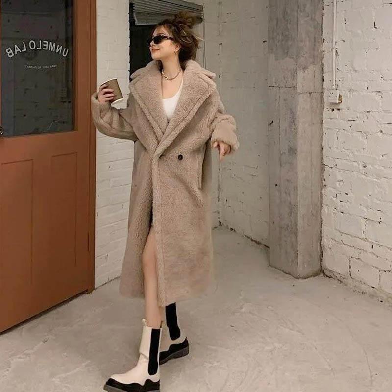 WTEMPO Winter Faux Fur Mink Fur Coat Women's Mid-length Plush Fleece Coat Warm Thicken Coat