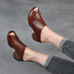 Soft Leather Retro Thick Heel Outer Wear Slippers Fish Mouth Shoes Middle Heel Soft Leather Mother Shoes Comfortable Breathable Sandals