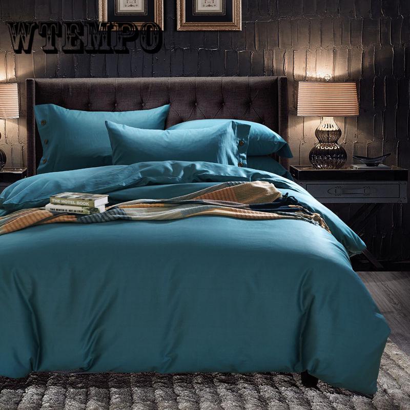 4Pcs Solid Color Bedding Set Duvet Cover Cushion Sets Linen Bed Sheet Bed Sets Include