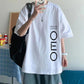 Letter Print T-shirts Hong Kong Trend Tees Oversized Soft Breathable Tops Summer Men O-neck Short Sleeve Casual Shirt