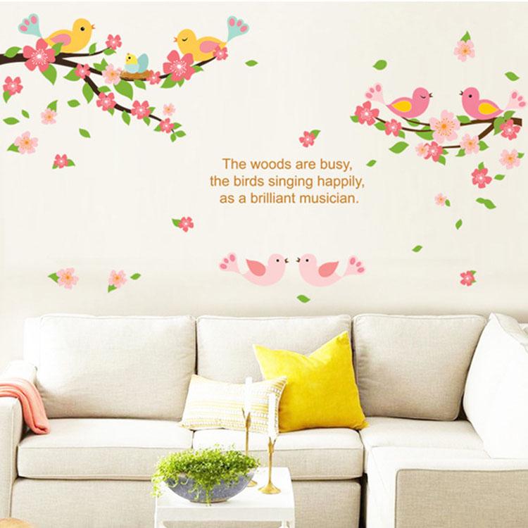 Bird language fragrance fifth generation removable wall sticker PVC transparent film