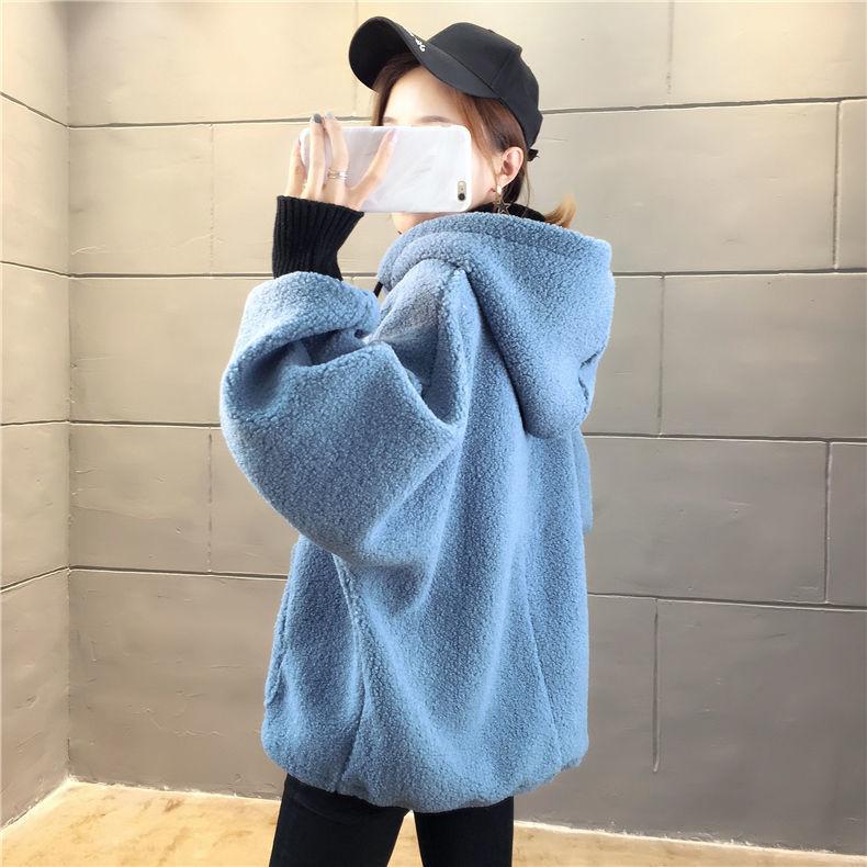 Large Size Fake Two-piece Sweater Loose Thick Autumn and Winter Jacket Lantern Sleeve Hooded Top
