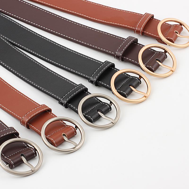 Concise Round buckle ladies wide belt fashion buckle pants belt