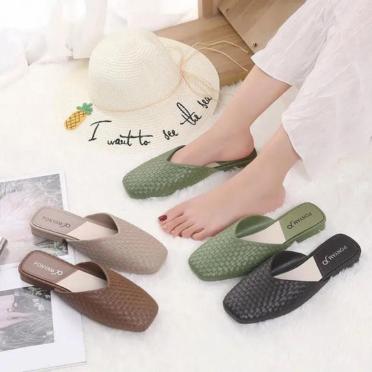 Fashion Slippers Women Summer Wear Korean Style Trend Lazy Wild Half-drag Fashion Flat Sandals and Slippers Women