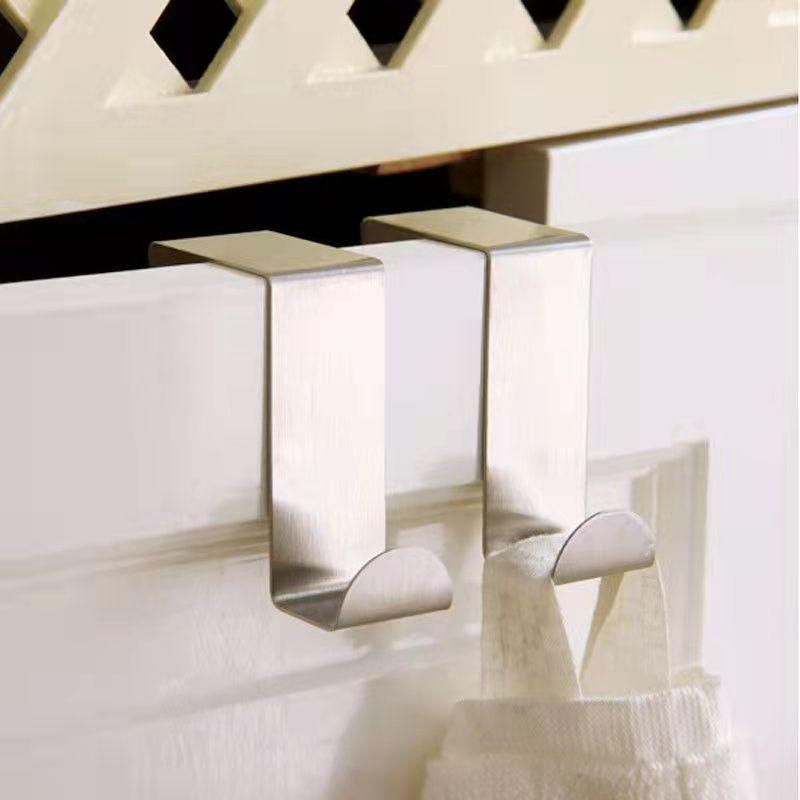 2/6/10/20Pcs Stainless Steel Z-shaped Door Rear Hook Coat Rack Refrigerator Towel Hanging Shelf Organizer Non-marking Hook Hanger Door-back Hook
