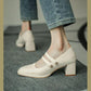 Single Shoes Women's Autumn One-step Thick Heel Casual Sweet Shallow Mouth Square Toe All-match Mary Jane Shoes Women