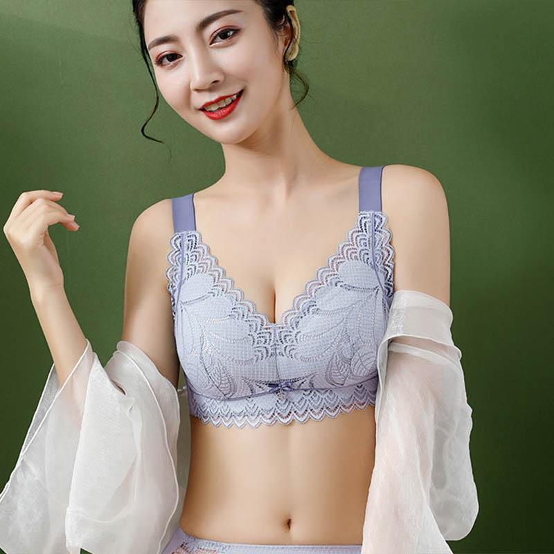 Women's Silk Underwear Without Steel Ring Gathers and Adjusts The Breasts To Prevent Sagging Ultra-thin Breathable and Light Lace and Lace Sexy Bra