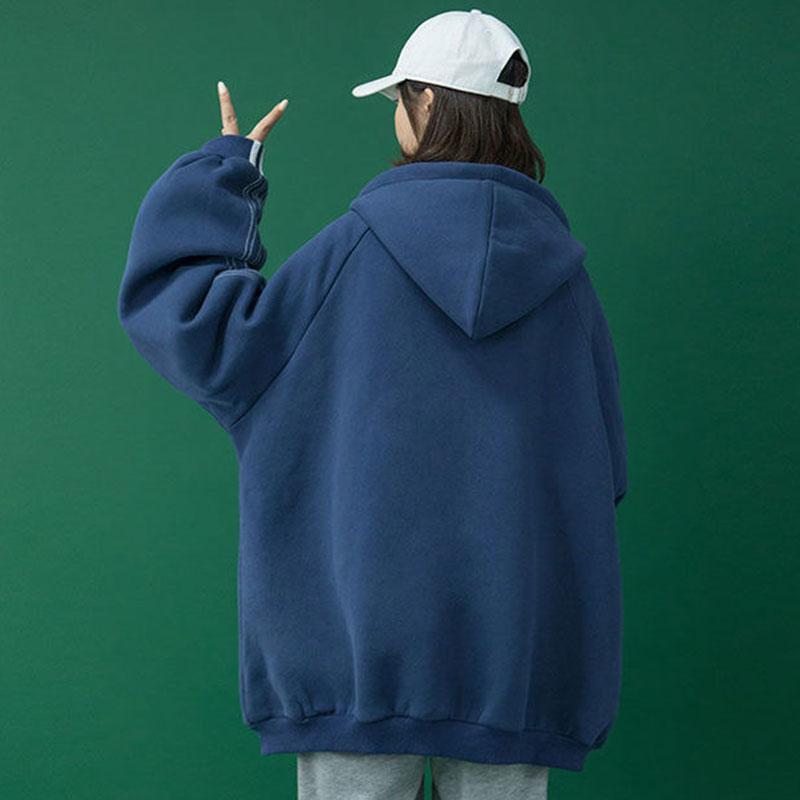Autumn and Winter Coat Women's Preppy Style Hooded Zipper Cardigan Sweater Ins All-match Korean Jacket Ladies Loose Casual Coat