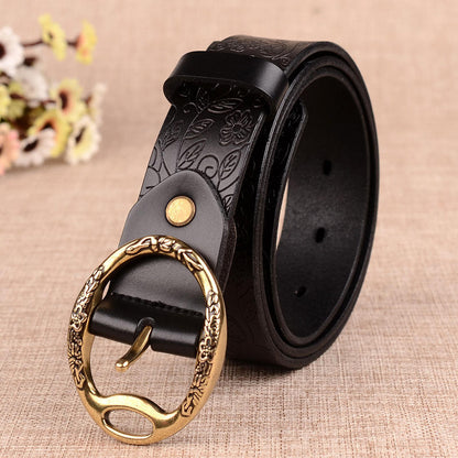 Belt Fashion Women Vintga Leather Belt Women's Pin Buckle Belt Pure Leather Women's Belt