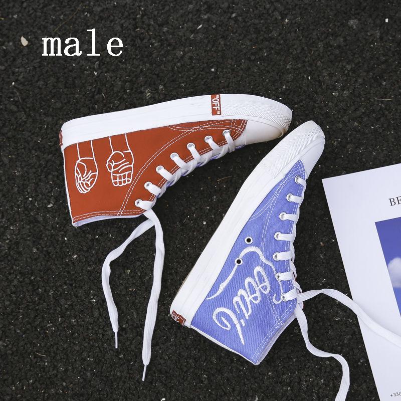 Couple Shoes Fashion Women Canvas Shoes High Top Sneakers Men Flats Shoes White Black Casual Shoes Tenis Feminino