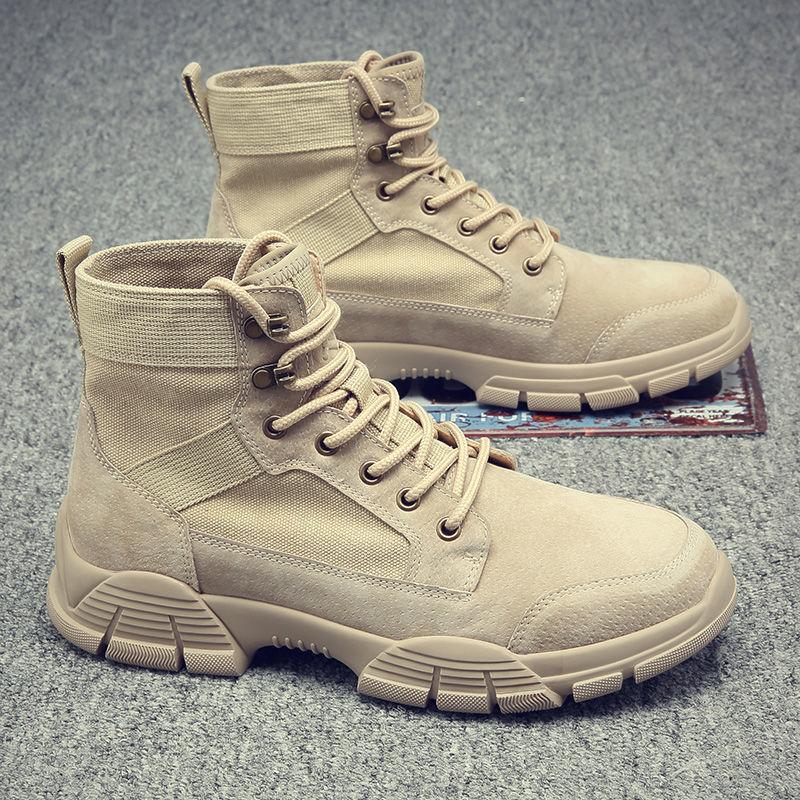 Martin Boots Men's Summer Breathable High-top Shoes Military Uniforms Desert Training Boots Leather Boots