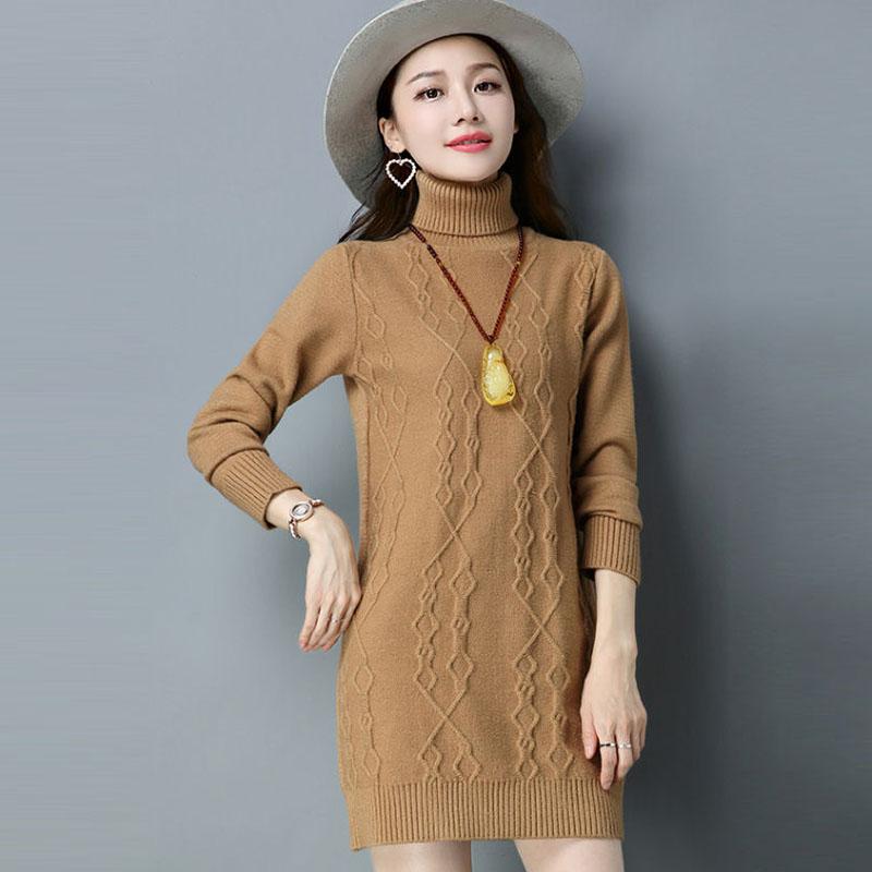 Women's Sweater 2021 Autumn and Winter New Sweater Women Pullover Korean Turtleneck Knitwear Loose Mid-length Trending Sweater