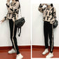 2pcs/set Women's Sports Set  Letter Printing Hooded Knitted  Sweater + Knitted  Elastic Waist Harem Pants Sets  Ladies Outfits Sweat Suit
