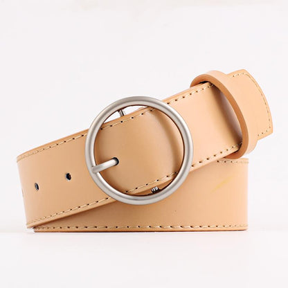 Leather Belt Women Leather Vintage Casual Waist Belt Ring Pin Buckle