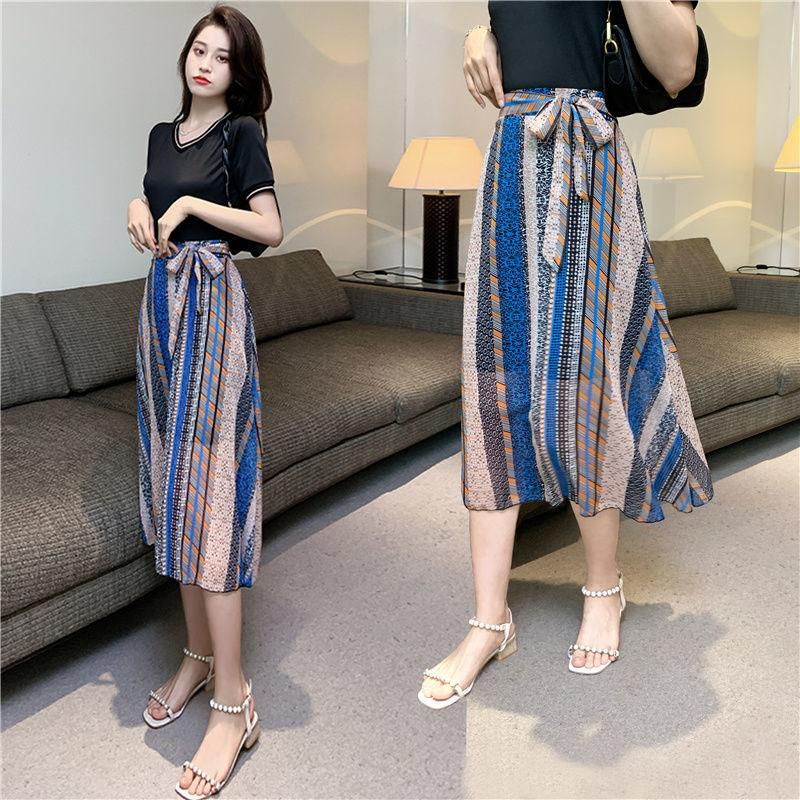 M-XXXL 2 Pieces Ladies Suit Skirt Spring and Summer Short Sleeve  Mid-length Casual Vacation Office Home