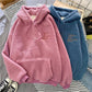 Autumn Winter Coat Pink Sweet Hooded Sorry Print Harajuku Loose Pocket Hoodies Womens Fleece Flannel Pullover Female Sweatshirt