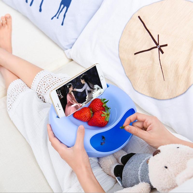 Creative Double-layer Lazy Fruit Plate Nibbling Melon Seed Plate Lazy Artifact Multi-functional Mobile Phone Bracket