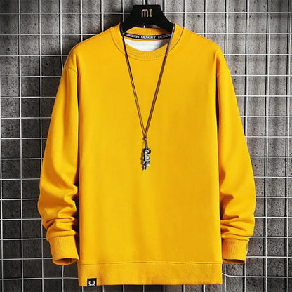 Round Neck Sweater Men's Autumn Lamb Cashmere Plus Velvet Thick Men's Solid Color All-match Sweatshirts